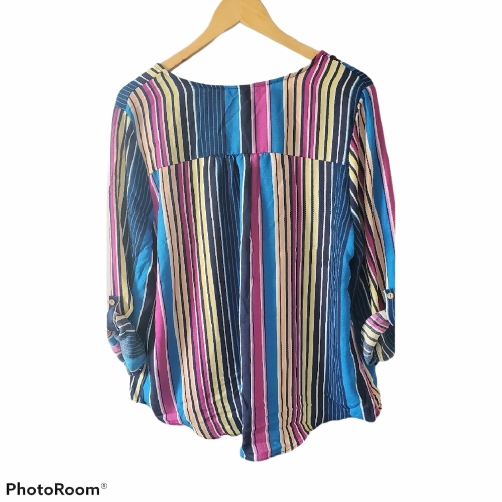 Per Seption Concept Multi Colored Stripe Top - Picture 2 of 5